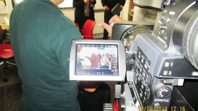 Rodando en el despacho de Mercedes Murias