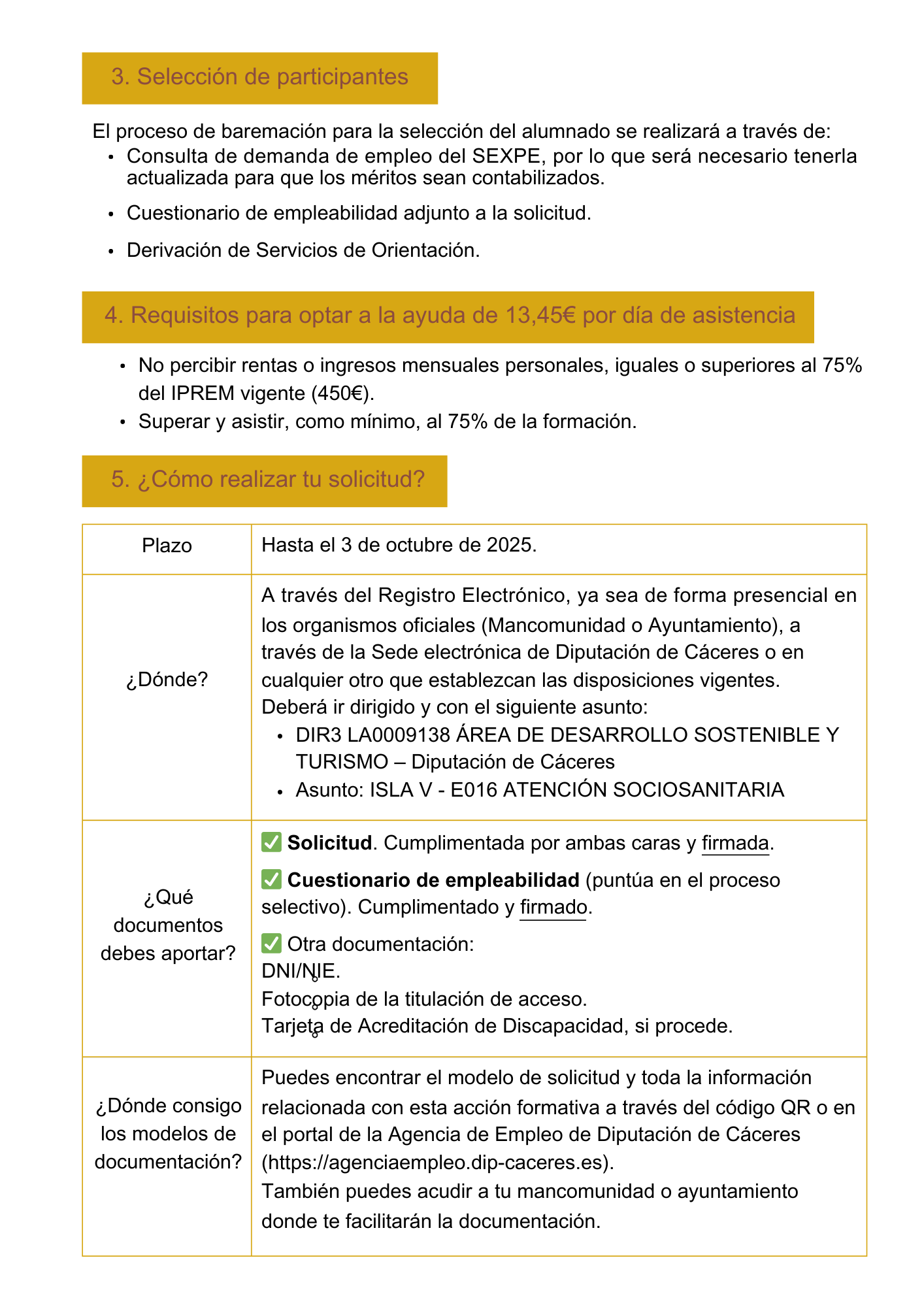 3 SELECCIÓN Y SOLICITUD